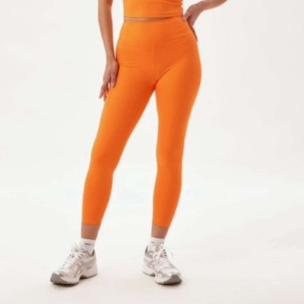 Girlfriend Collective Ribbed Neon Orange Leggings